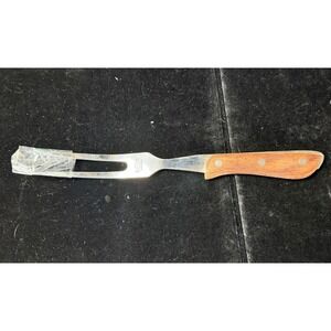 Vintage RS Stainless Meat Carving Fork Wood Handle Made in Japan 2-Tine Cutlery